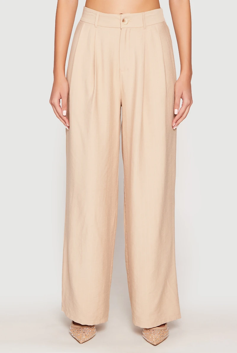 Womens Pinstripe Trousers, Khaki, Size L