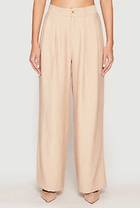 Womens Pinstripe Trousers, Khaki, Size L