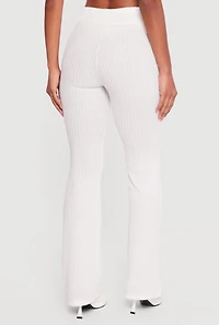 Ribbed Knit High Waisted Slim Bootcut Pants
