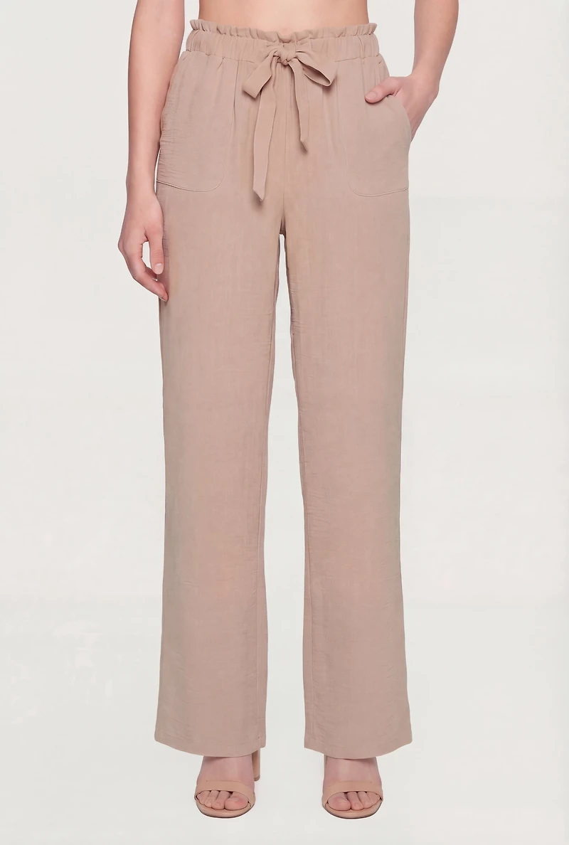 Crepe Knit Paper Bag Waist Dress Pants