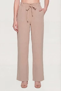 Crepe Knit Paper Bag Waist Dress Pants