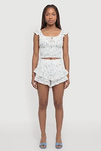 Floral Smocked Peasant Crop Top