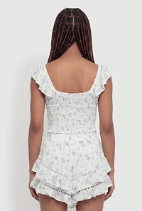 Floral Smocked Peasant Crop Top
