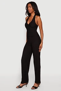 Textured Knit Straight Leg Casual Pants