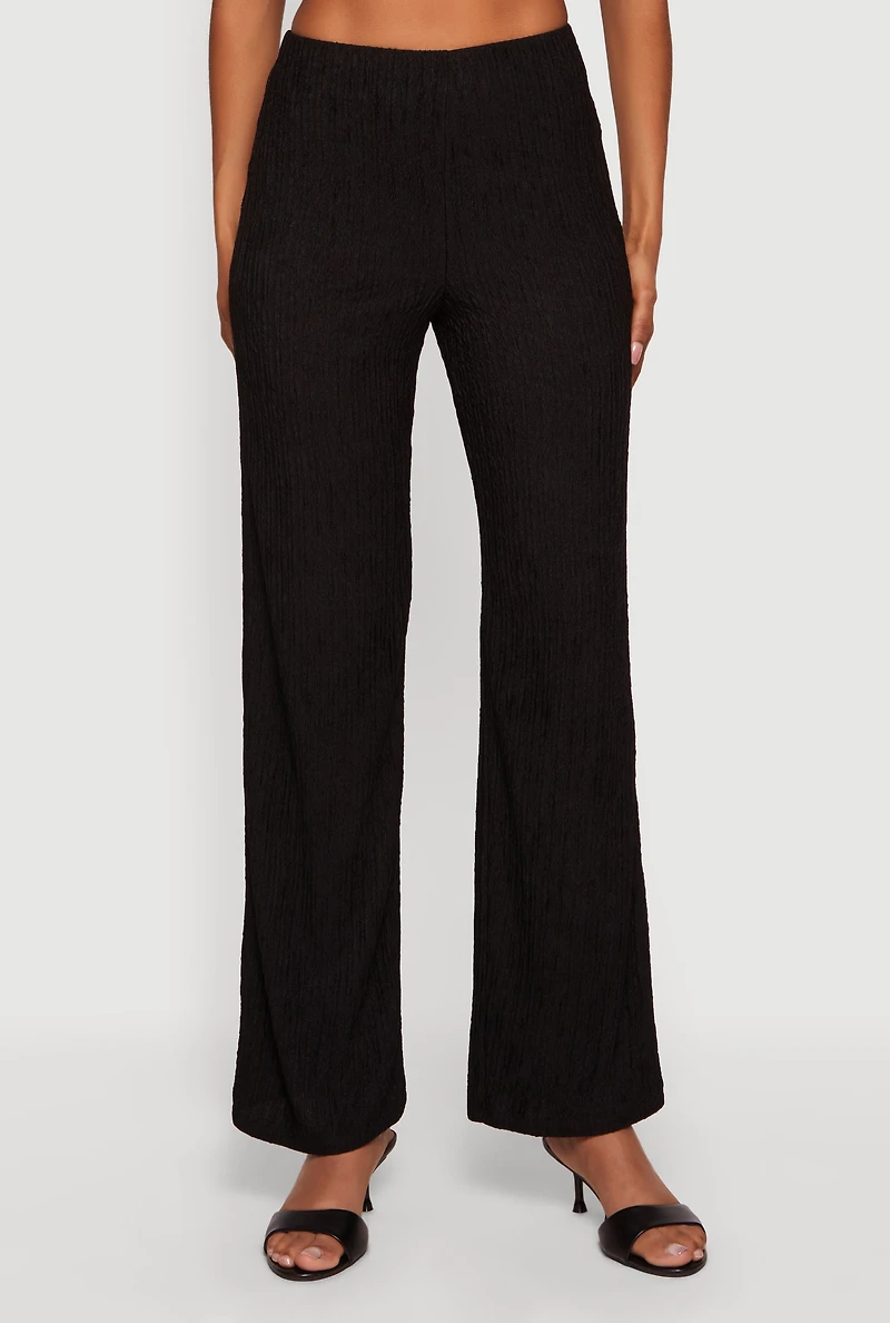 Textured Knit Straight Leg Casual Pants