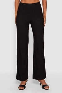 Textured Knit Straight Leg Casual Pants