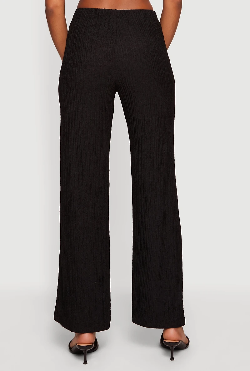 Textured Knit Straight Leg Casual Pants