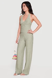 Textured Knit Straight Leg Casual Pants