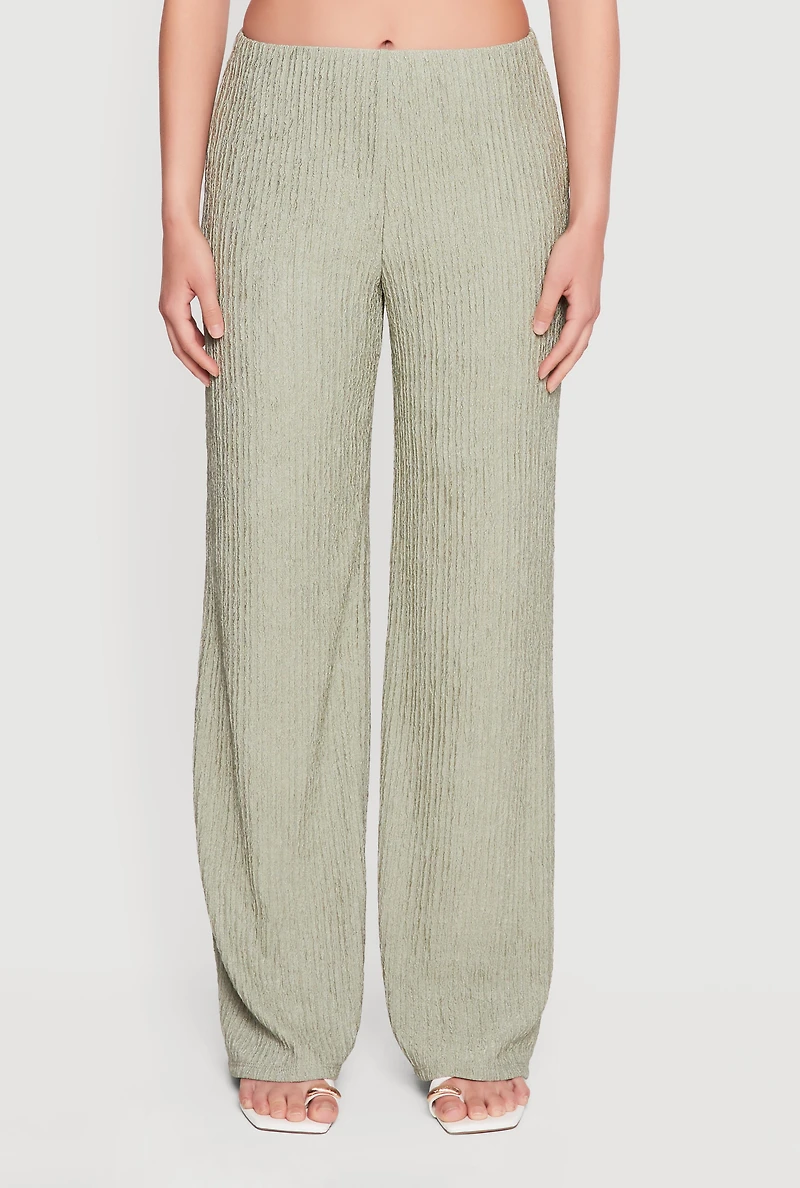 Textured Knit Straight Leg Casual Pants