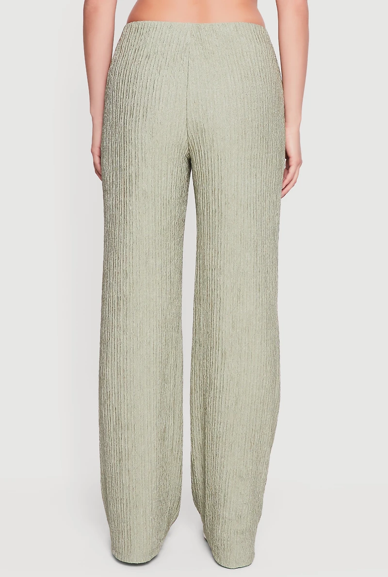 Textured Knit Straight Leg Casual Pants