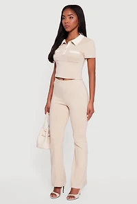 Contrast Trim Cropped Short Sleeve Polo Top