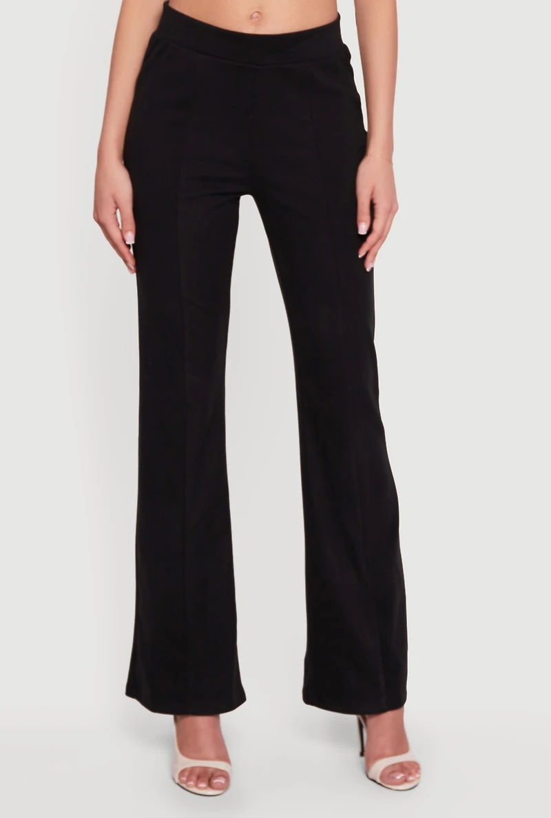 Contrast Trim Pull On Flare Pants