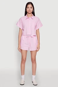 Womens Iris Pinstripe Cropped Shirt, L