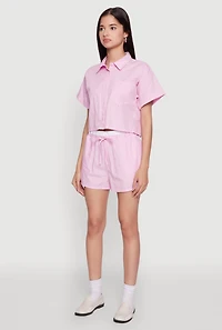 Womens Iris Pinstripe Cropped Shirt, L