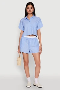 Womens Iris Pinstripe Cropped Shirt,