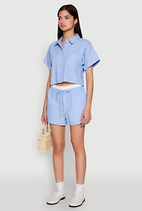 Womens Iris Pinstripe Cropped Shirt,
