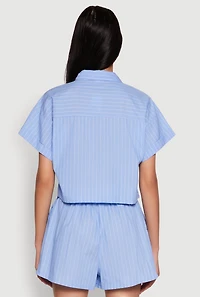 Womens Iris Pinstripe Cropped Shirt,