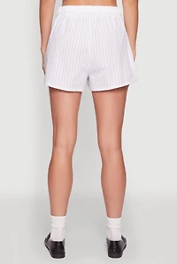 Womens Iris Contrast Trim Pinstripe Shorts, White, Size L
