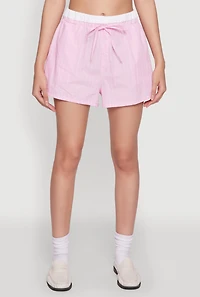 Womens Iris Contrast Trim Pinstripe Shorts, Pink, Size S