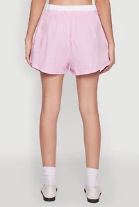 Womens Iris Contrast Trim Pinstripe Shorts, Pink, Size L