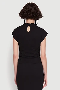 Womens Iris Textured Knit Blouse, Black, Size L