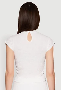 Womens Iris Textured Knit Blouse, White,