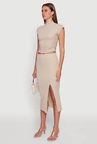 Womens Iris Textured Knit Blouse, Beige, Size L