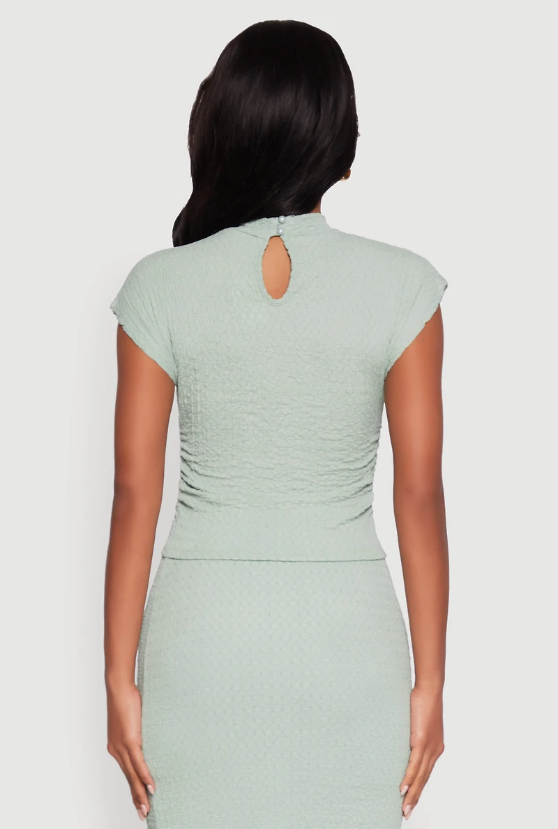 Womens Iris Textured Knit Blouse, Green, Size S