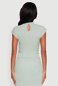 Womens Iris Textured Knit Blouse, Green, Size S