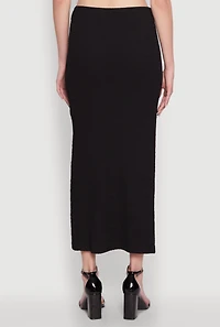 Womens Iris Textured Knit Midi Skirt with Side Slit,
