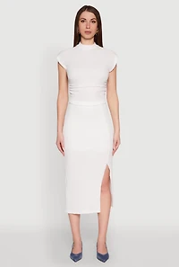 Iris Textured Knit Midi Skirt with Side Slit