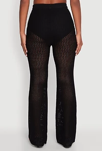 Womens Crochet High Waisted Drawstring Pants,