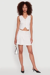 Pinstripe Pleated Mini Skirt