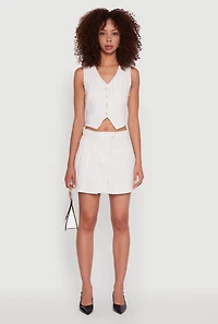 Pinstripe Pleated Mini Skirt