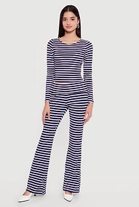 Striped Long Sleeve Crop Top