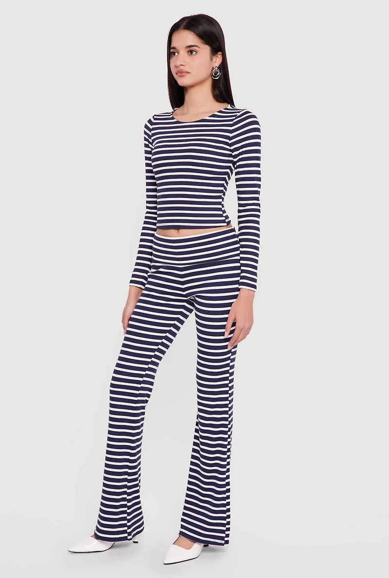 Striped Long Sleeve Crop Top