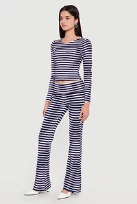 Striped Long Sleeve Crop Top