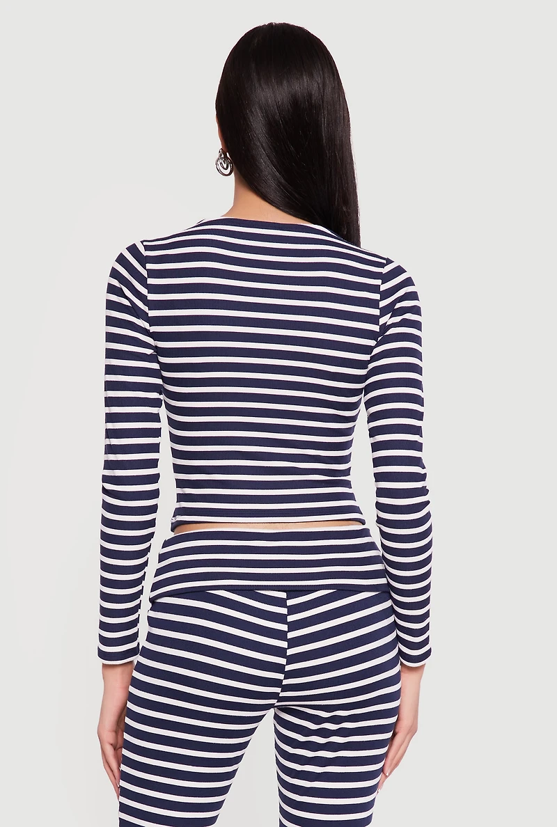 Striped Long Sleeve Crop Top