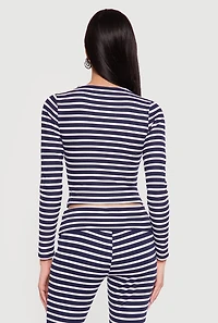 Striped Long Sleeve Crop Top