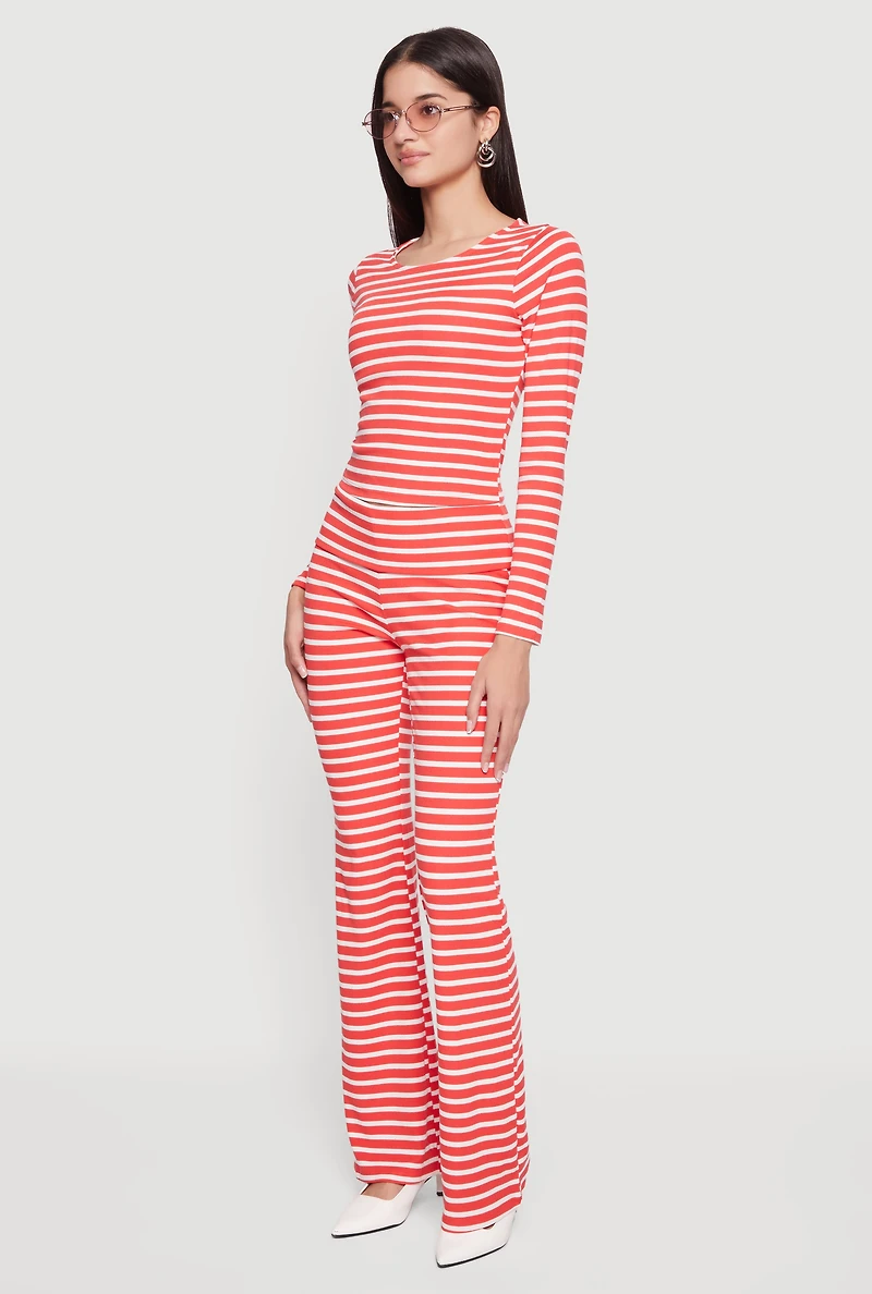 Striped Long Sleeve Crop Top