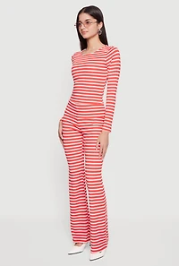 Striped Long Sleeve Crop Top