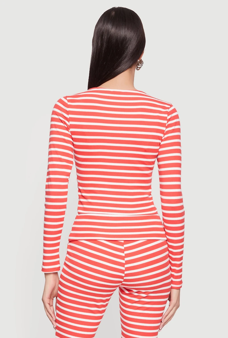 Striped Long Sleeve Crop Top