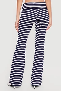 Striped Fold Over Flare Pants