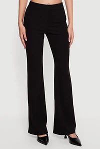 Brushed Rib Knit High Waisted Flare Pants