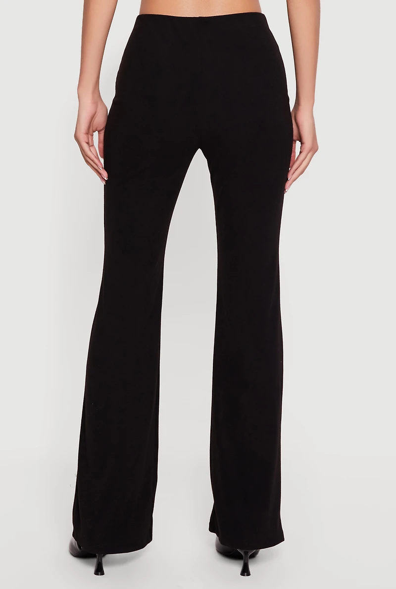 Brushed Rib Knit High Waisted Flare Pants