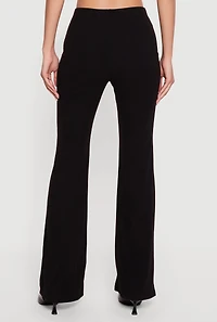 Brushed Rib Knit High Waisted Flare Pants