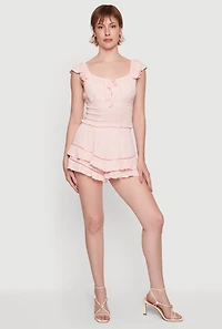 Tiered Ruffle Shorts with Crochet Detail