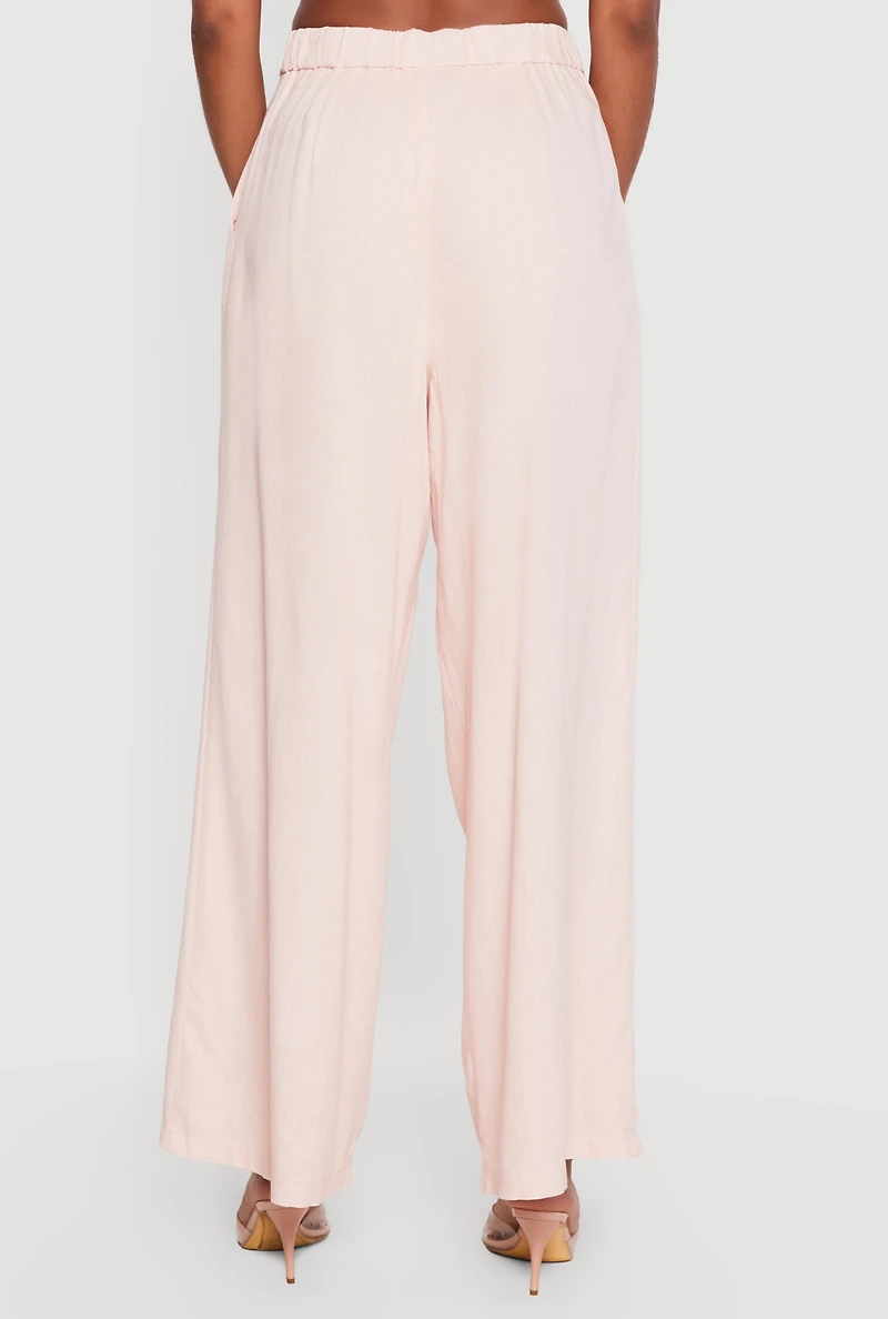 Linen Wide Leg Pull On Pants