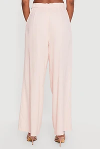 Linen Wide Leg Pull On Pants