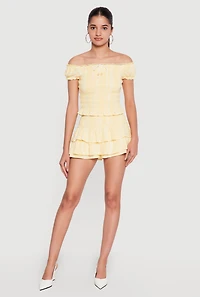 Smocked Drop Waist Ruffle Tiered Shorts